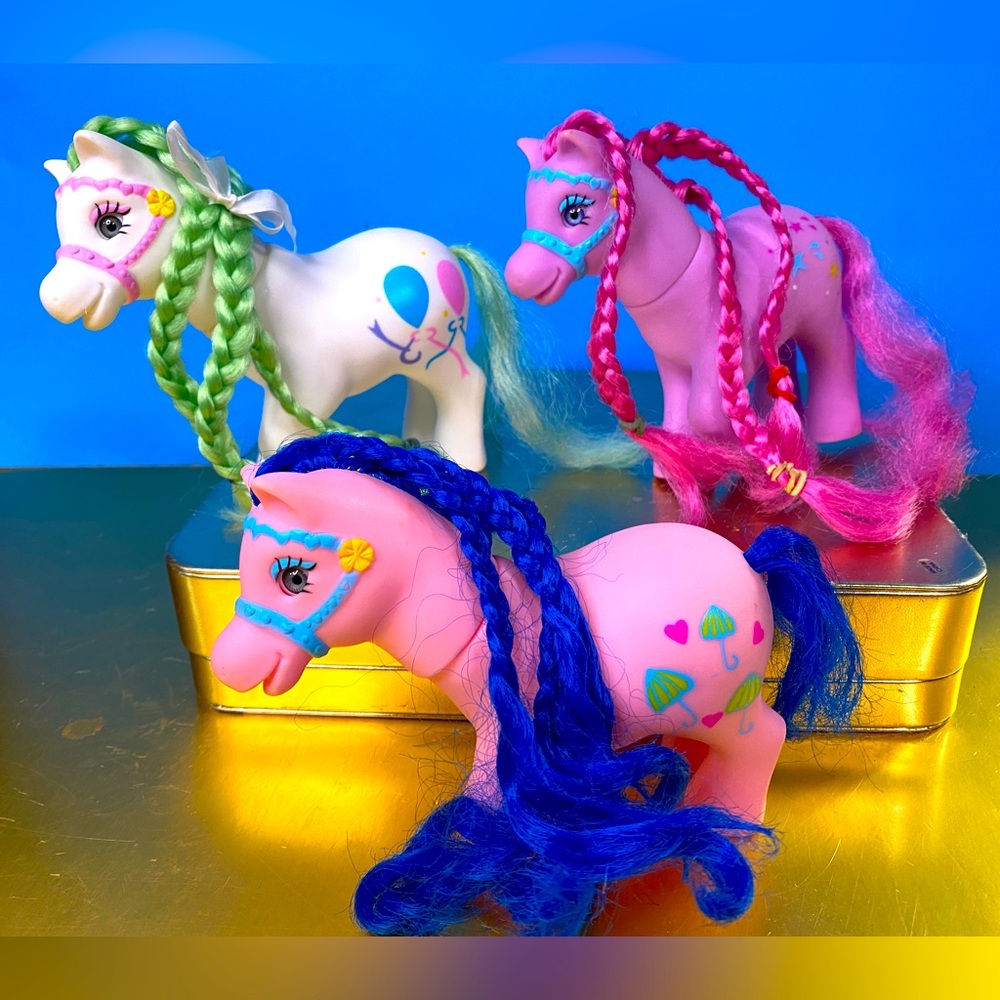 GI-GO VTG 90’s WONDER LAND PONIES TOOTSIE POSE PAINTED BRIDLES BRAIDED HAIR RARE
